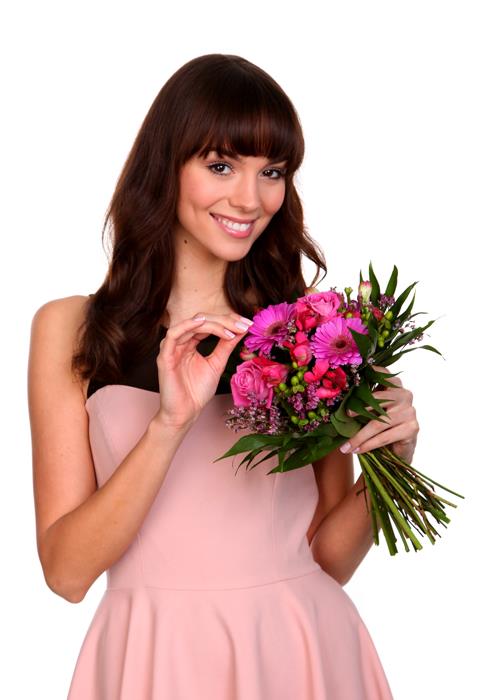 Фотофакт: "Miss Polonia" Паулина Крупинска и цветы (наряды и образы: розовое платье; персона: Паулина Крупиньска)