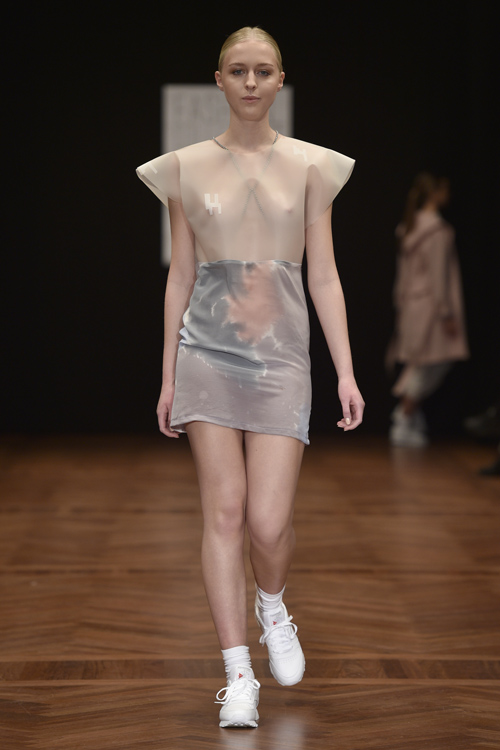 Fashion Collective CPH show — Copenhagen Fashion Week AW15/16 (looks: nude transparent dress, white sneakers, white socks)