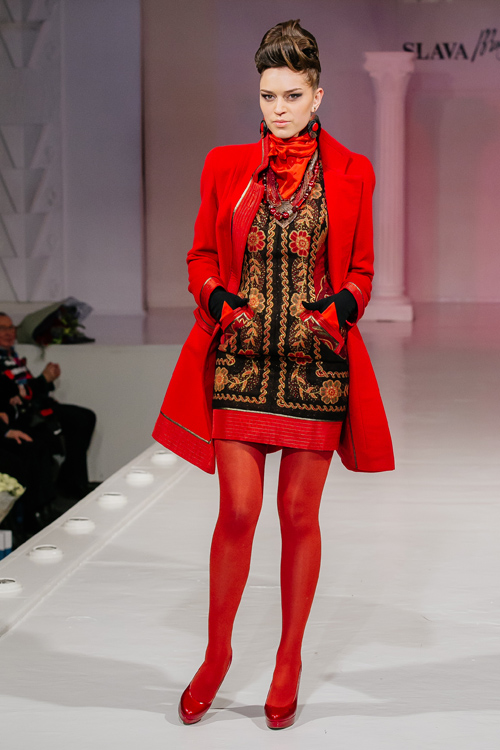 Slava Zaitsev 2015 show. Part 4 (looks: red coat, red tights, red pumps, )